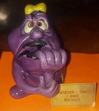 VINTAGE KREISS & COMPANY PSYCHO CERAMICS PURPLE MONSTER FIGURINE JAPAN 5"