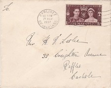 1937 FDC cover Coronation King George VI sent from Carlisle