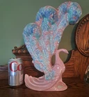 Vtg Haeger Swan Vase Mauve Agate Pink Blue 13" Tall