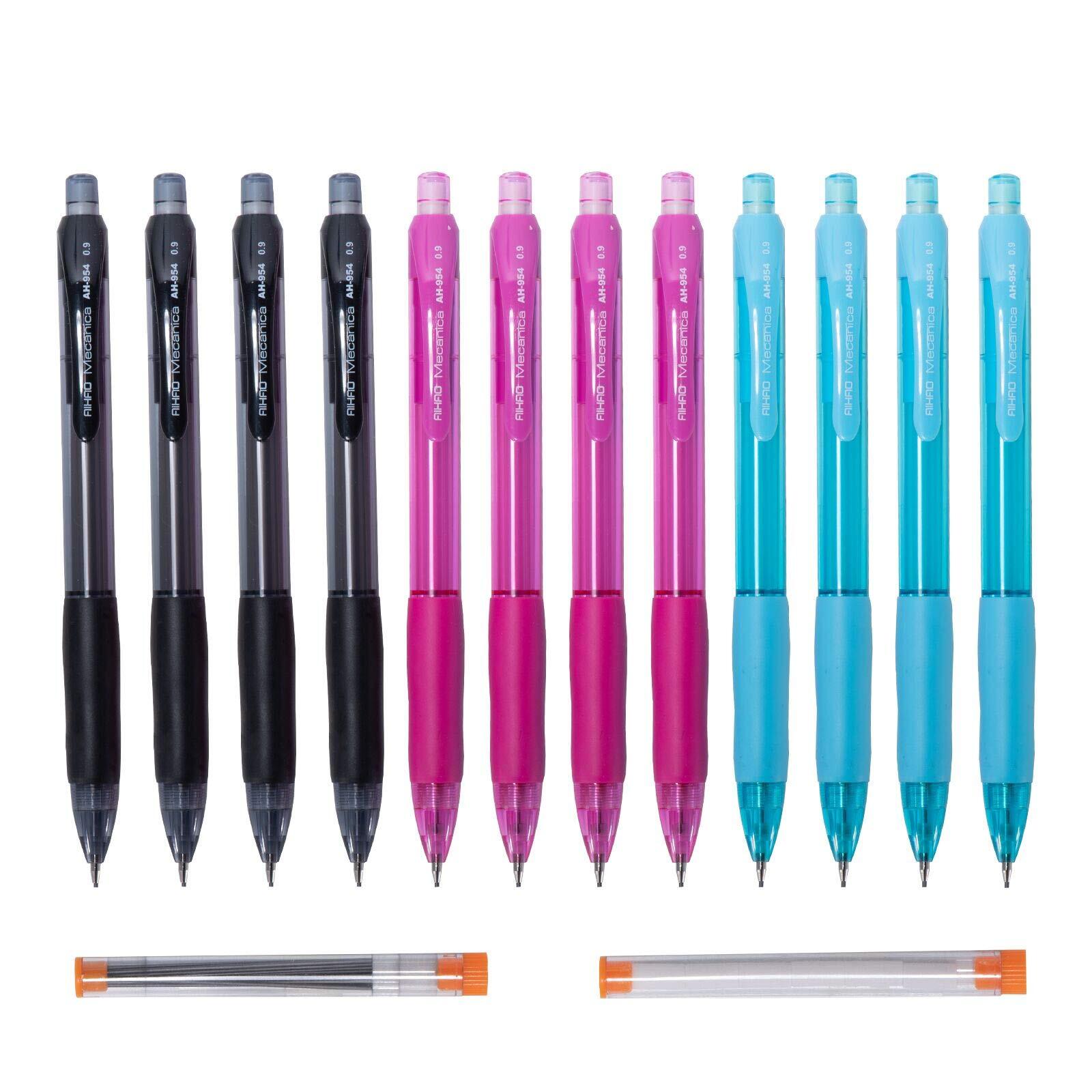 Mechanical Pencils 0.7mm 12 pack with refillable Lead and Erasers Assorted Ba...-image