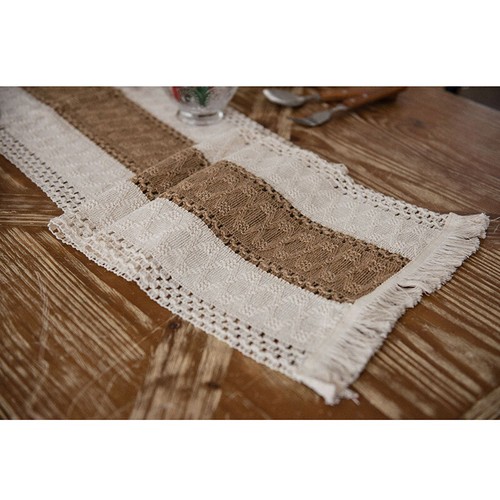 Knit Table Runner Fringe Tablecover Tablecloth Tassel Banquet Home Retro Ethnic - Picture 8 of 10