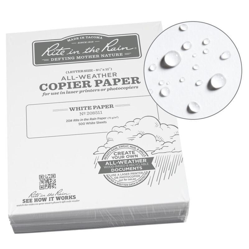 Rite in the Rain Copier White 500 Sheets All-Weather Printer Paper 8.5" x 11"
