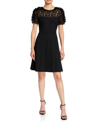 Shani Women's Size 6 Floral Applique Sleeve Dress $384 | eBay
