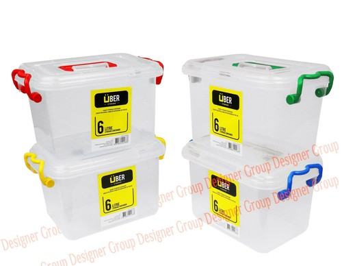 4x 6L Handy Storage Container Box Organizer Plastic Bin 4 Color Tub Organiser - Picture 2 of 7