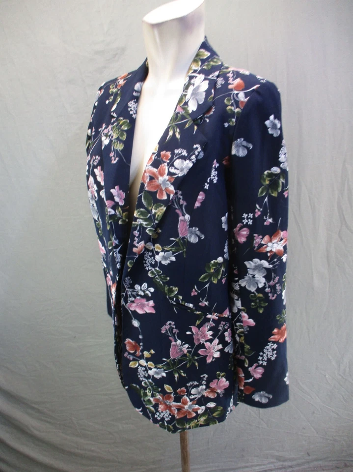Blazer CYNTHIA ROWLEY Talla S Mujer Multicolor Floral Solapa Frente Abierto 342 Foto 3 de 4