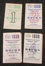 1938 TGWU Transport & General Workers Port Transport Worker Union Cards x 4