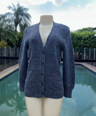 Vintage Saint Laurent Rive Gauche Wool Blend Knit Cardigan Sweater Sz M