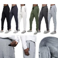 Men's Fleece Lined Slim Fit Casual Tech Jogger Sweatpants W Zipper Pockets S-3XL