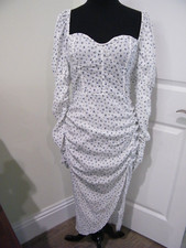 NWT PRETTYLITTLETHING WHITE DITSY FLORAL LONG SLEEVE CORSET MIDI DRESS SZ 6