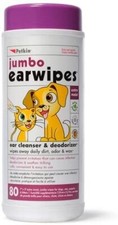 Petkin Jumbo Pet Ear Wipes, 80 Extra Moist Wipes - Safe,  Easy to Use Pet Wipes
