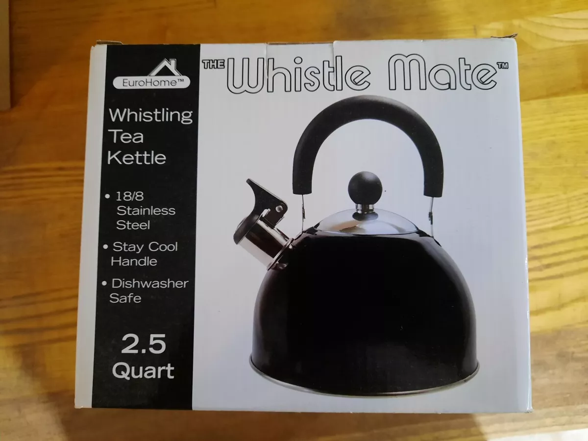 NEW Whistle Mate 2. 5 Qt Whistling S S Tea Kettle Red Tea Pot Stove BLACK