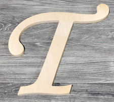 Wooden Letter T 12 inch Wooden Cutout Letter T Script Italic Unfinished Wood