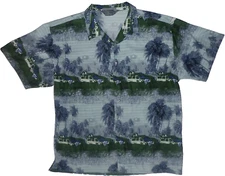 Vintage Southpole Shirt Mens XL All Over Print Hawaiian Y2K Blue tropical Jeep