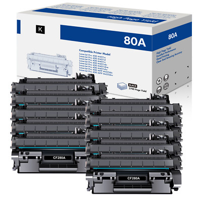 10PK CF280A 80A Toner For HP LaserJet Pro 400 M401dn M401dne M401dw MFP M425dn