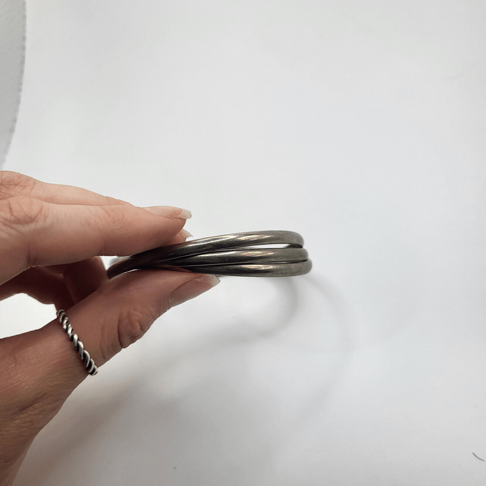 3 Interlocking Bangle Bracelets Stainless Steel 2… - image 3