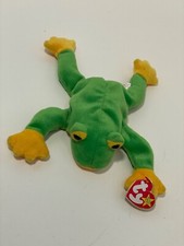 RARE RETIRED Ty Beanie Baby  Smoochy  The Frog 1997 - MANY Tag ERRORS - PVC 
