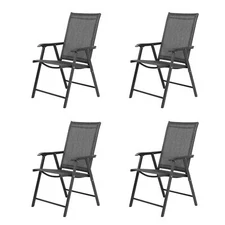 Aoodor 4 Pack Patio Folding Chairs Portable Dining Textilene Sling lounge Chair