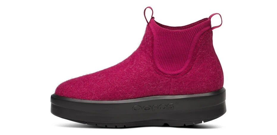 Oofos Women's Size 5 Oomega Londoner Recovery Boot Black Rosebud