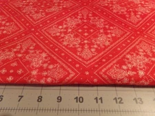1 YD  X 45" VINTAGE RED BANDANA 50% COTTON 50% POLYESTER NEW #9504
