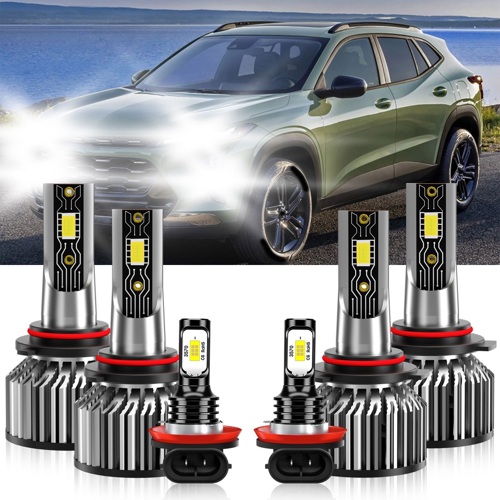 Para Chevrolet Trax 2017-2018 6x Faros LED Luz Alta Baja + Kit de Bombillas Antiniebla