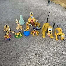 Lot Of 12 Disney Pluto Figurines Mixed Materials And Sizes