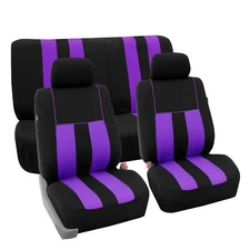 Purple Black Car Seat Covers for Sedan SUV Truck Set with Purple Floor Mats
