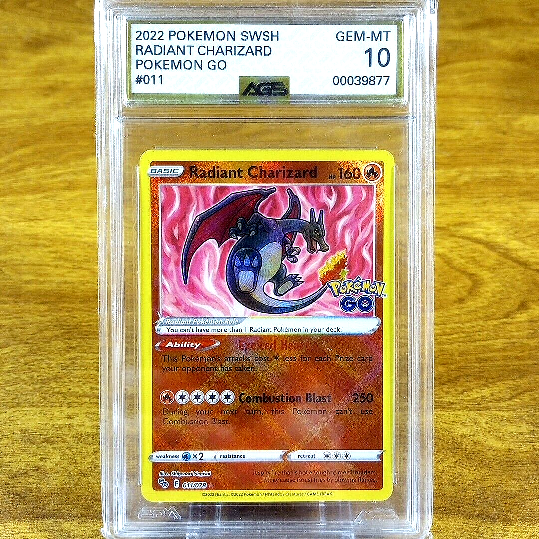 Pokemon Go SWSH Radiant Charizard 011/078 AGS Gem-MT 10 Full Holo