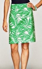 TALBOTS Green White Tropical Palm Leaf Print Straight Skirt Size 8
