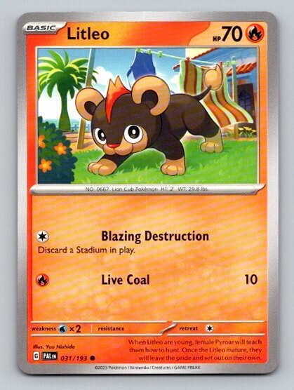 2023 Pokemon Card Paldea Evolved Litleo 31/193