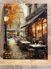 Completed Paint by Number Mounted Canvas - Street Cafe 16" x 20"