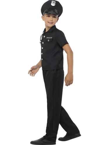 New York Police Officer Costume Child Cops Boys Book Week Black Uniform Dress Up - Picture 2 of 3