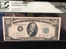 Fr.2013-G 1950C $10 "CHICAGO " FRN PCGS GEM NEW UNCIRCULATED 62PPQ