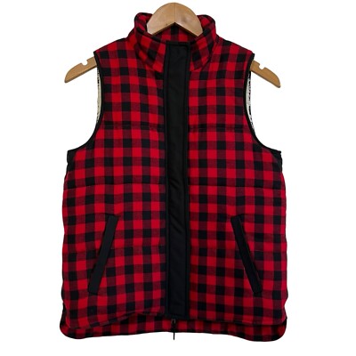 Madewell Fireside Buffalo Plaid Vest in Red Black Sherpa-Lined Women’s  Small