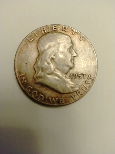 1957  Franklin Half Dollar AG No Mint Mark About Good 90% Silver 50c Coin