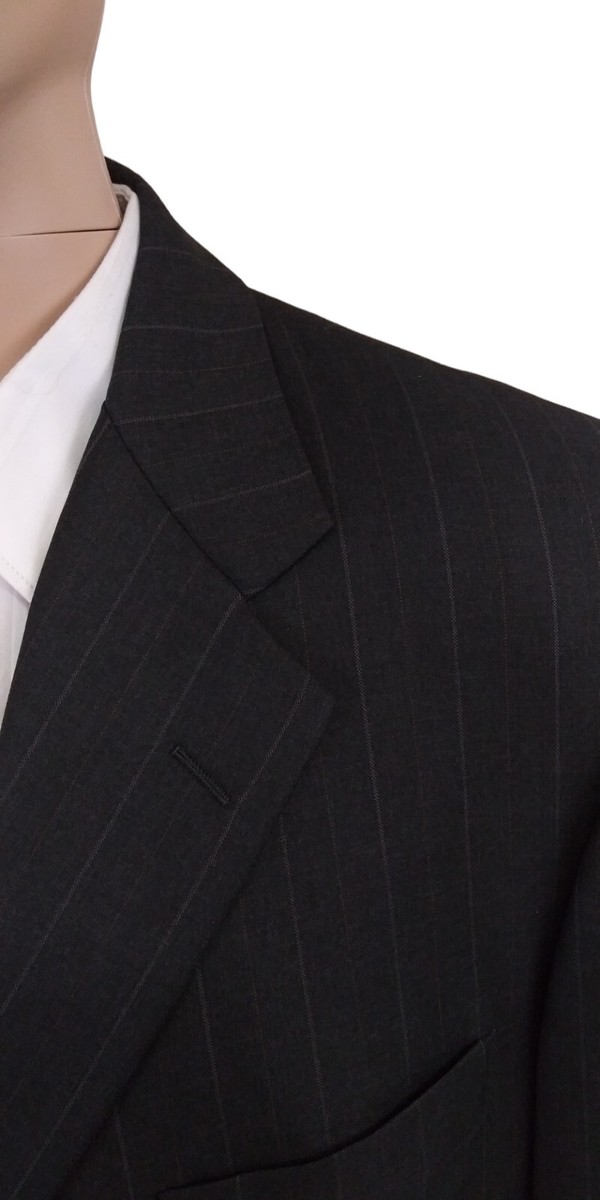Hickey Freeman Two Piece Loro Piana Super 120s Gray Stripe