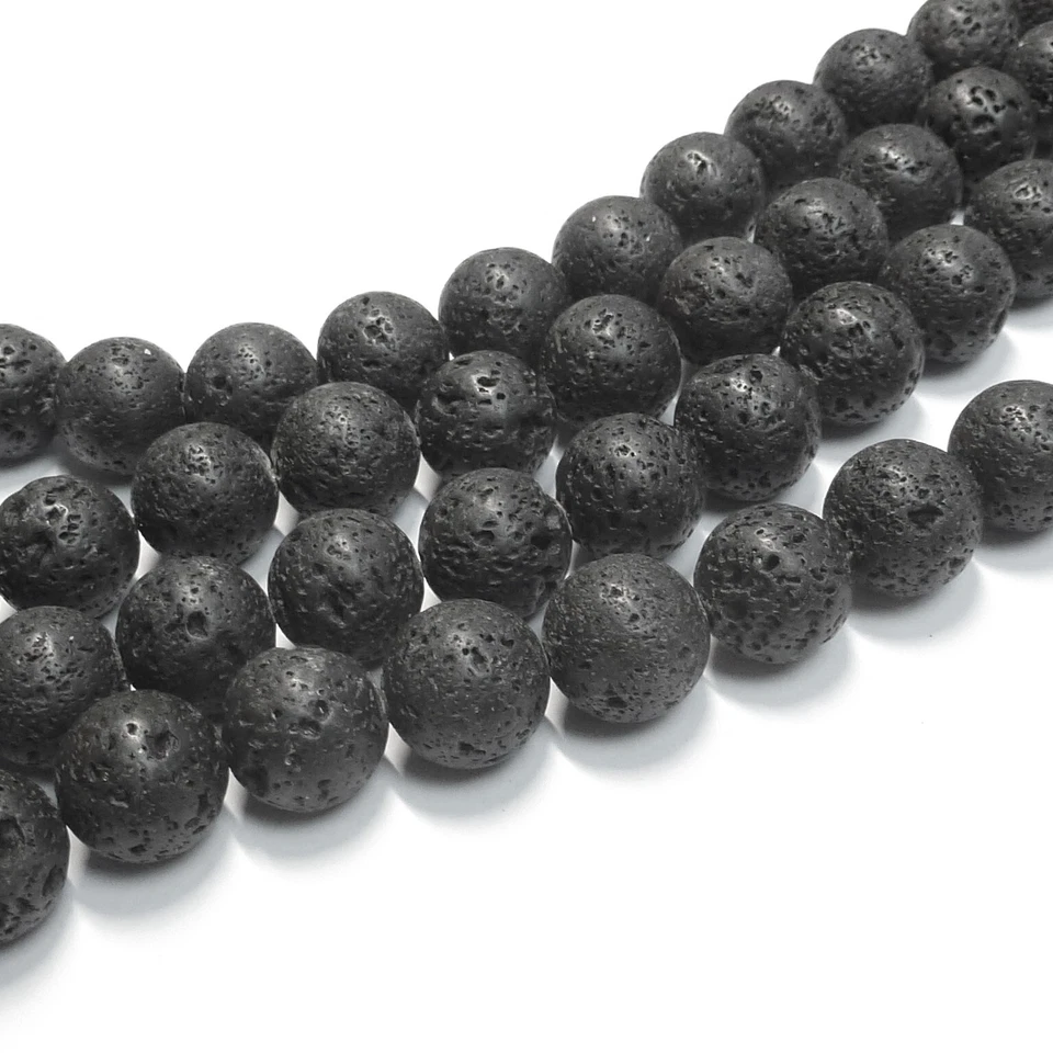 Lava Perlen runde Nuggets 13-14 mm schwarz massiv 27-28 Spacer nenad-design - Bild 3 von 4