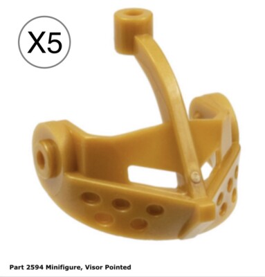 Lego 5 pieces Lion knight's Castle Pearl gold pointed visor