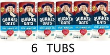 Quaker Quick 1 Minute Rolled Oats Oatmeal Quick Cook Oatmeal 42 oz Tub - 6 TUBS