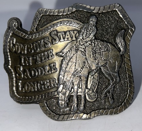 VTG Great American Buckle Co. Cowboys Stay in the Saddle Longer 1980 LTD. Ed. - Picture 1 of 12
