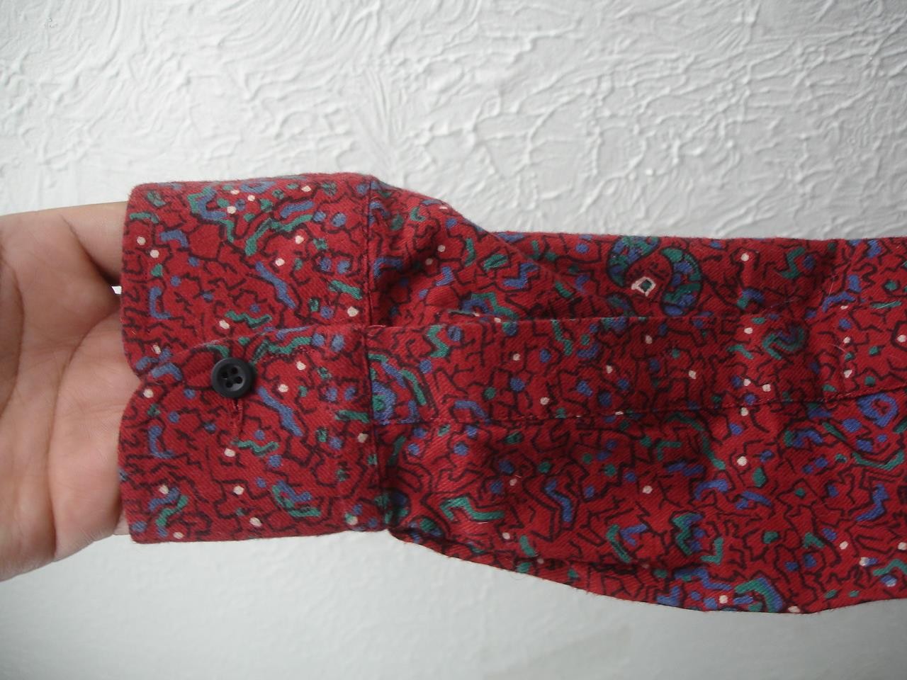 Camicia uomo tg M vintage anni 80 YSL Yves Saint Laurent rossa floreale bottoni cotone