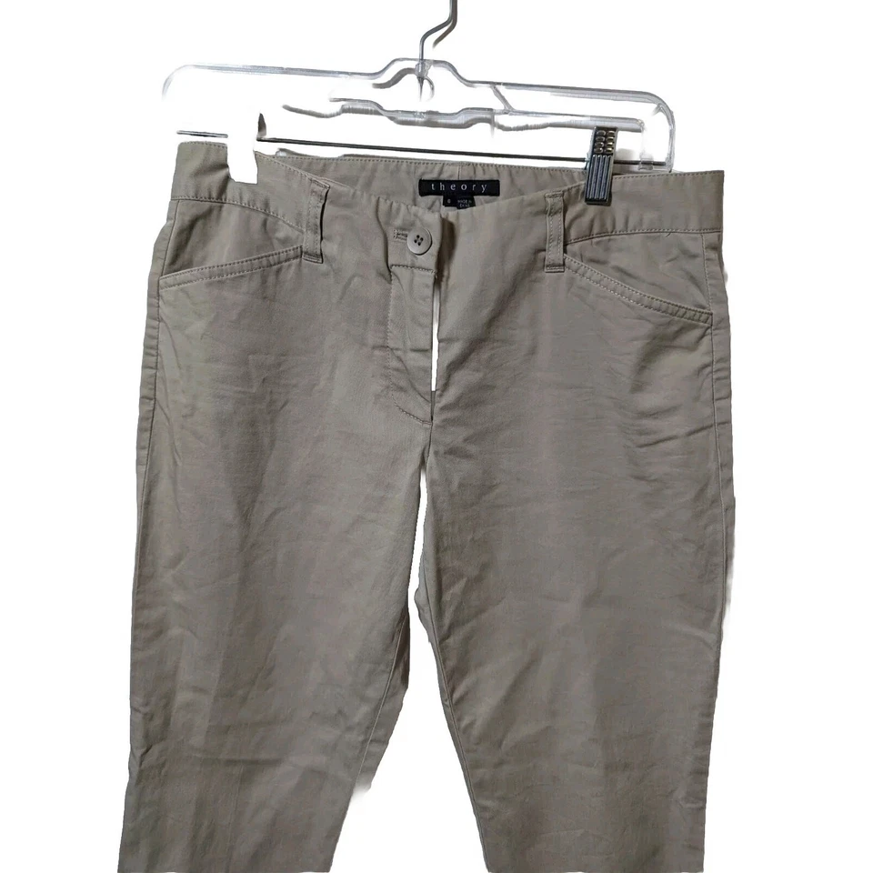 Uniforme escolar Theory para mujer talla 6 algodón elástico caqui tostado preppy informal Foto 2 de 4