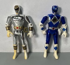 Vintage 1995 Power Rangers Metallic Movie Edition Set Of 2 Blue And White Ranger