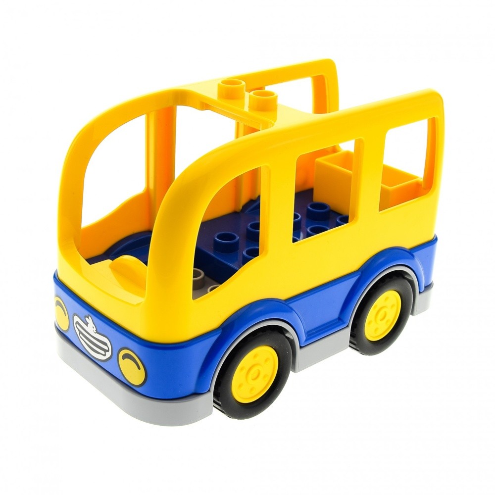 1x Lego Duplo Vehicle Car Bus 4x8 Yellow Blue School Bus 15314c01 16597c01pb01