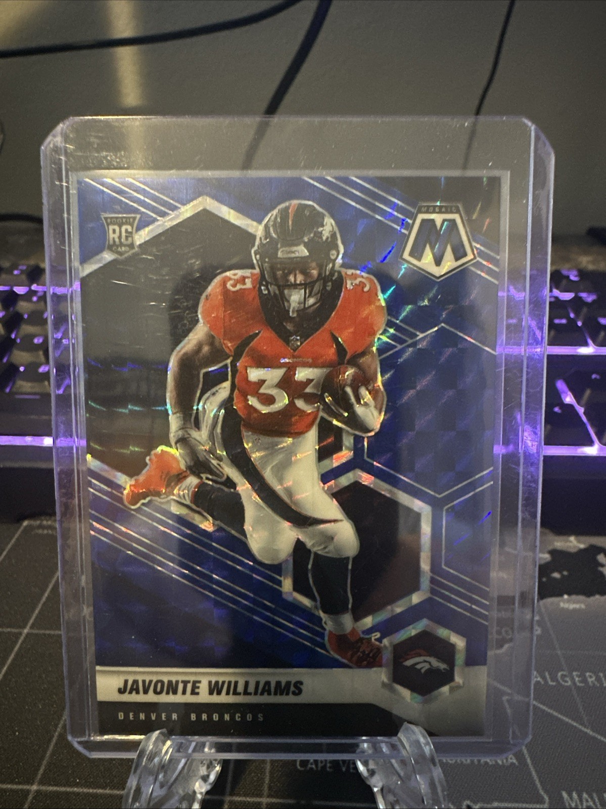 2021 Panini Mosaic - Rookies Javonte Williams #315 Blue Mosaic Prizm /99 (RC)