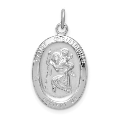 Saint Christopher Medal Necklace Sterling Silver Gold Travel Protection Catholic