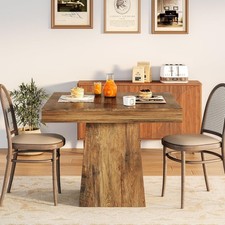 31.5" Small Dining Table 4 Farmhouse Kitchen Table W/ Walnut Finish Square