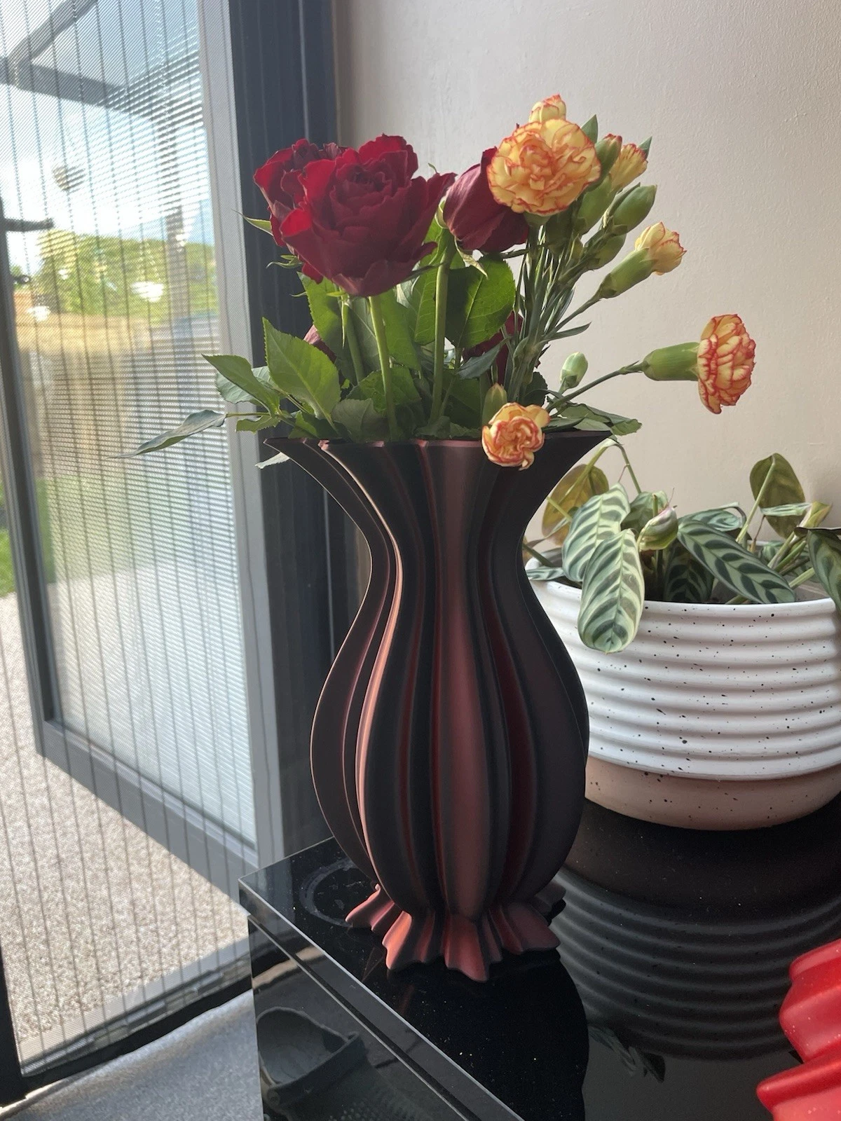 3D Printed Modern Vase for Natural Flowers Dual Colour Flower Vase Gift for Home