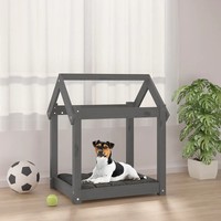 Hundebett Massivholz Kiefer 61X50X70 Cm Grau FüR Kleine Hunde