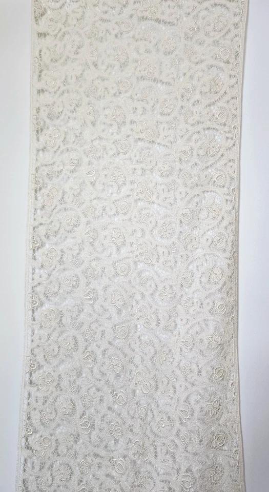 Elegant Ivory Floral Lace Fabric – 2 Yards x 15" Wide Vintage-Style Bridal Trim - Image 2 of 4