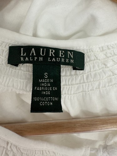 Ralph Lauren Blouse Womens SMALL White Tie Front Cottagecore Embroidery Boho - Picture 6 of 8